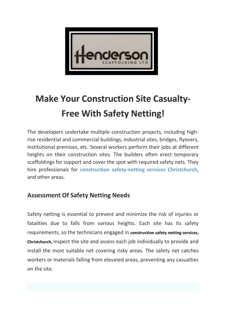 make your construction site casualty free with