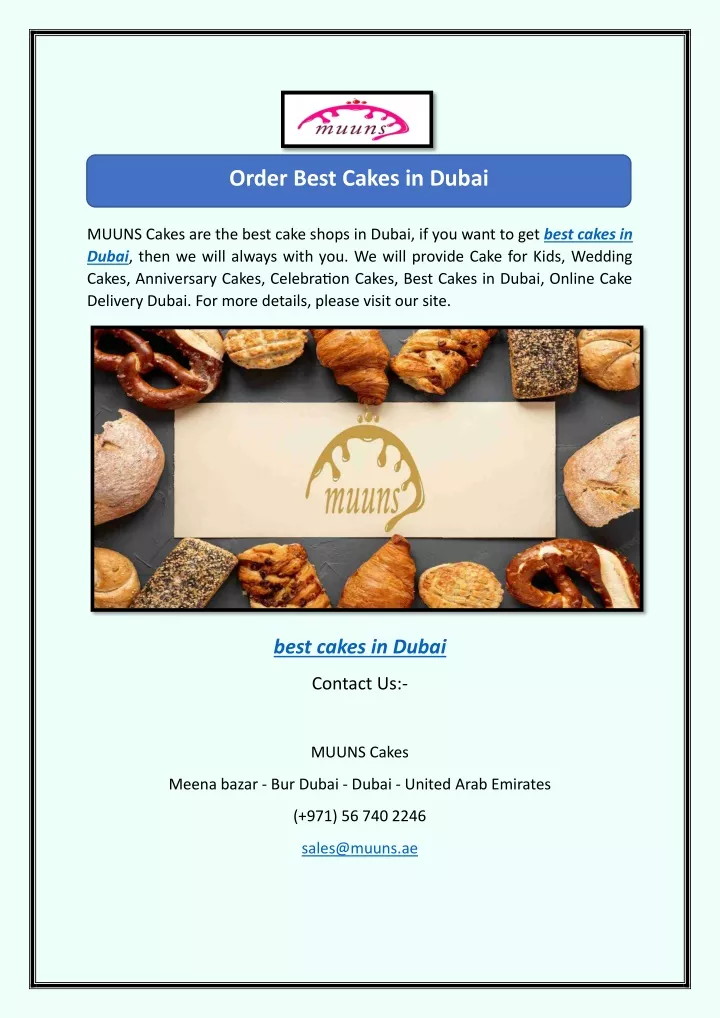 order best cakes in dubai