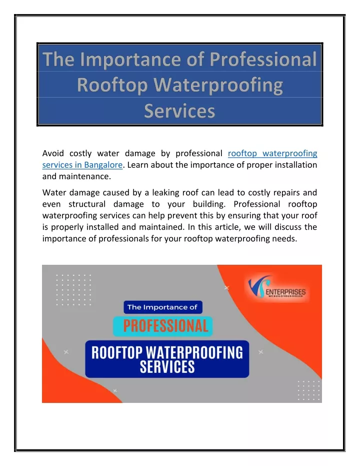 avoid costly water damage by professional rooftop