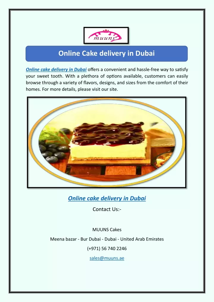 online cake delivery in dubai