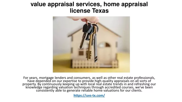 value appraisal services home appraisal license