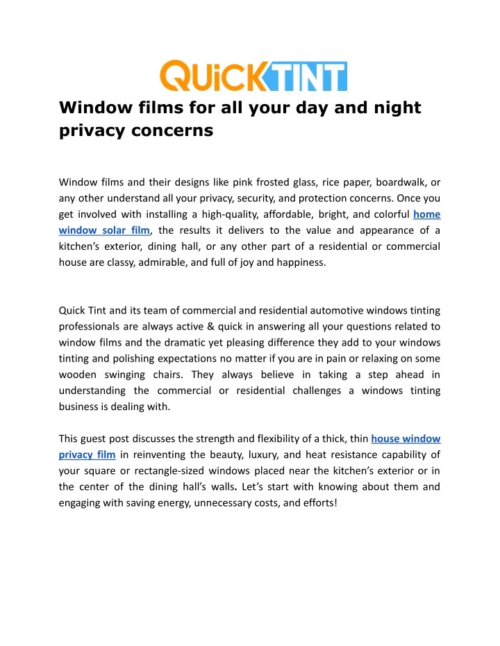 window films for all your day and night privacy