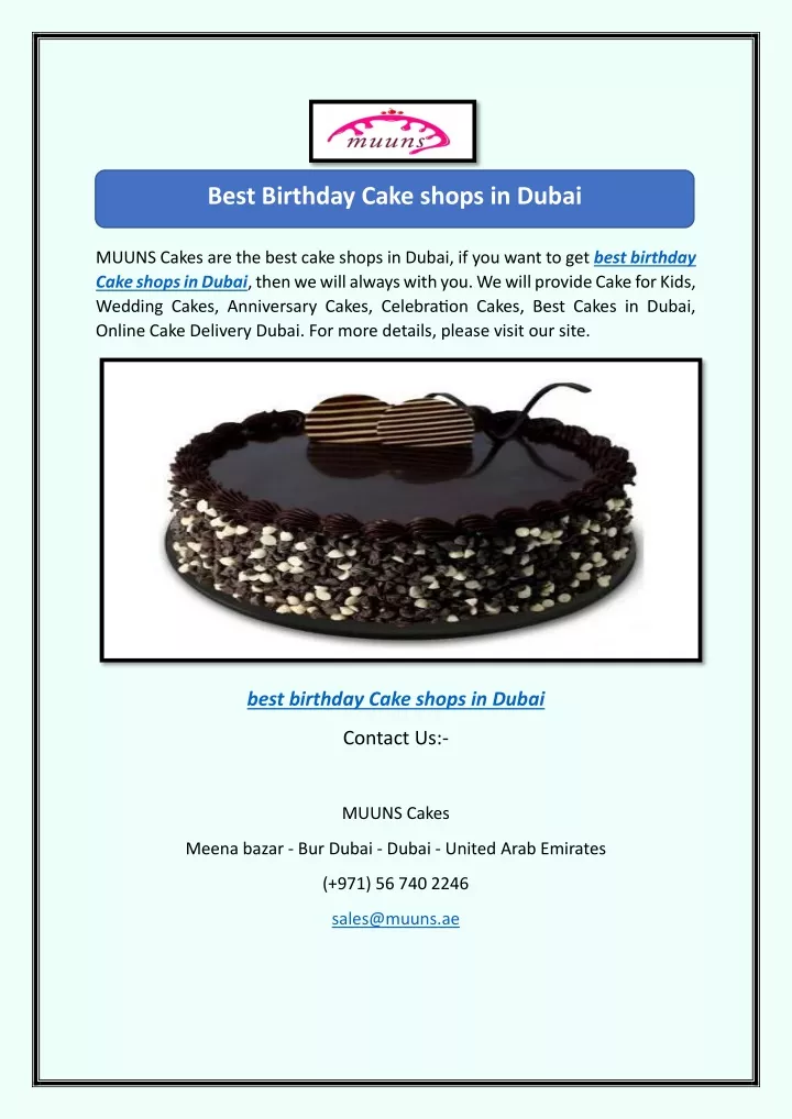 best birthday cake shops in dubai