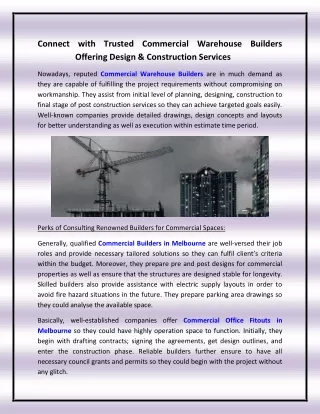 Connect with Trusted Commercial Warehouse Builders Offering Design & Construction Services