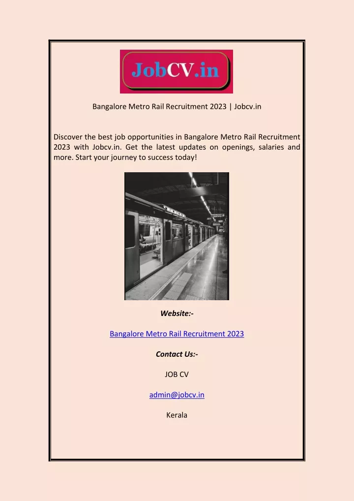 bangalore metro rail recruitment 2023 jobcv in