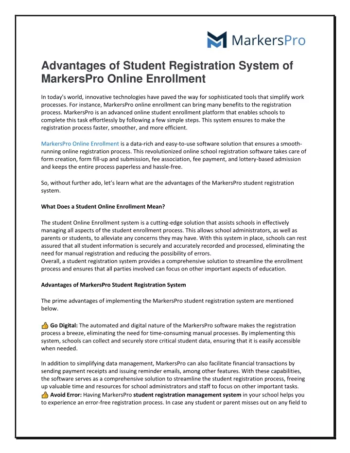 advantages of student registration system