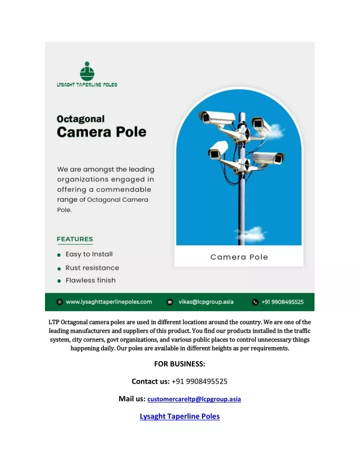 ltp octagonal camera poles are used in different
