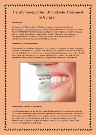 Transforming Smiles- Orthodontic Treatment in Gurgaon