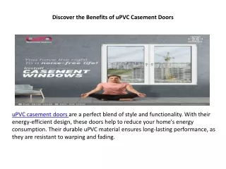 Discover the Benefits of uPVC Casement Doors