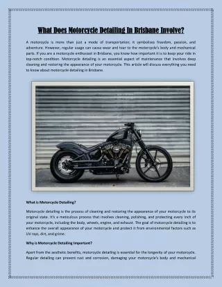 What Does Motorcycle Detailing In Brisbane Involve