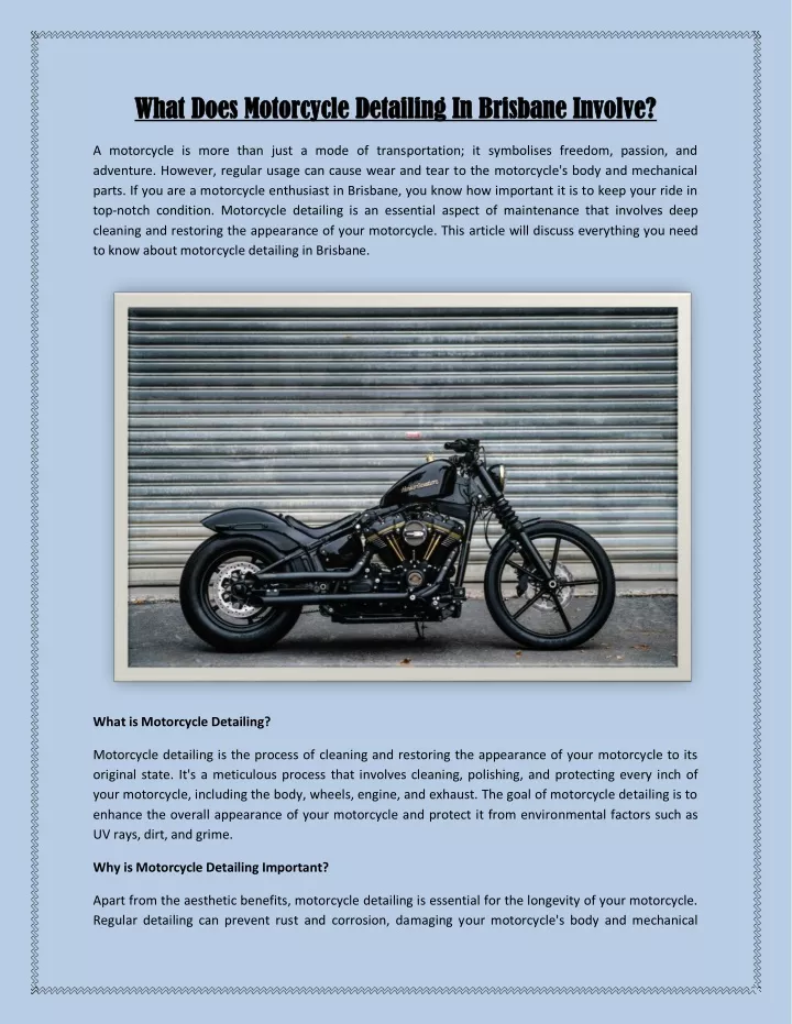 what does motorcycle detailing in brisbane