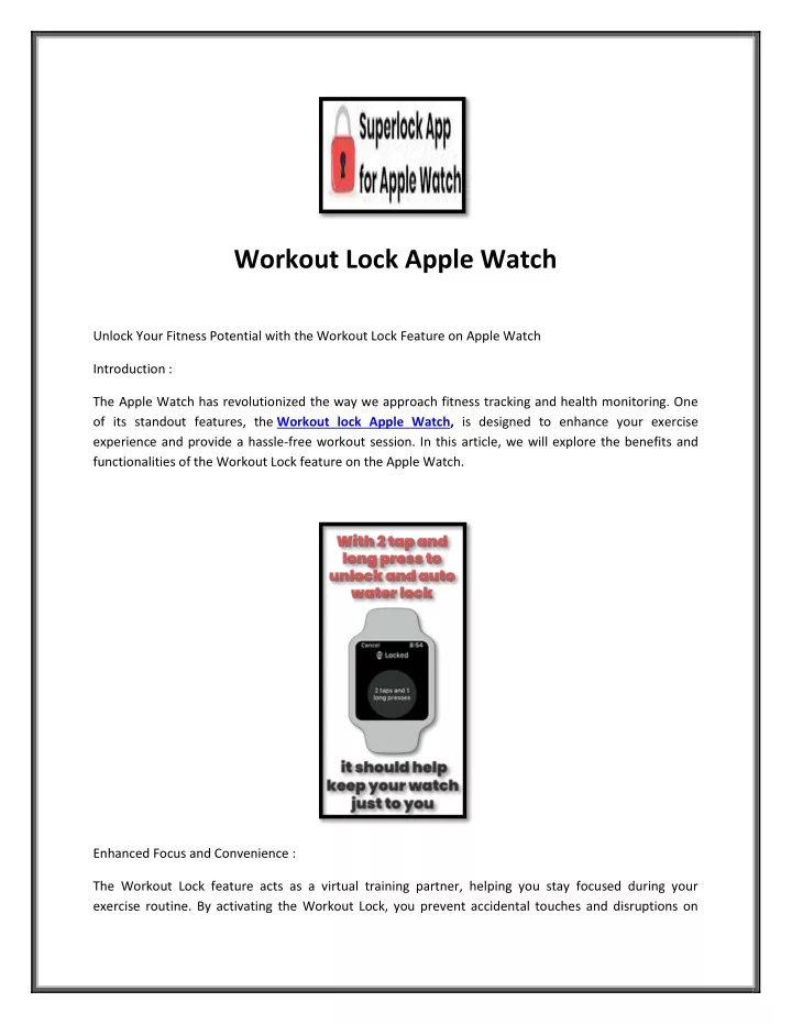 workout lock apple watch