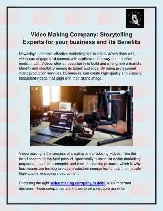 Video Making Company in Delhi