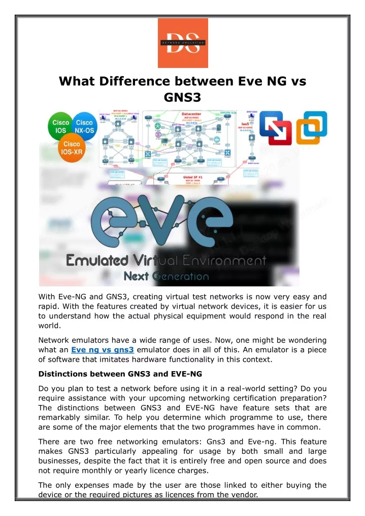 what difference between eve ng vs gns3