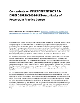 concentrate on dplepdbprtic1003