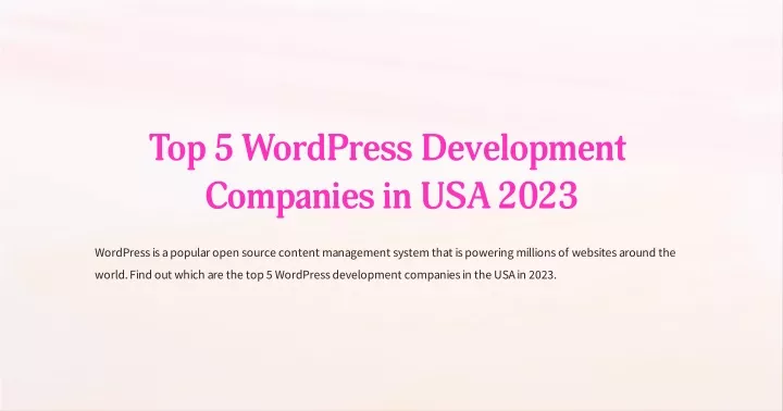 top 5 wordpress development companies in usa 2023