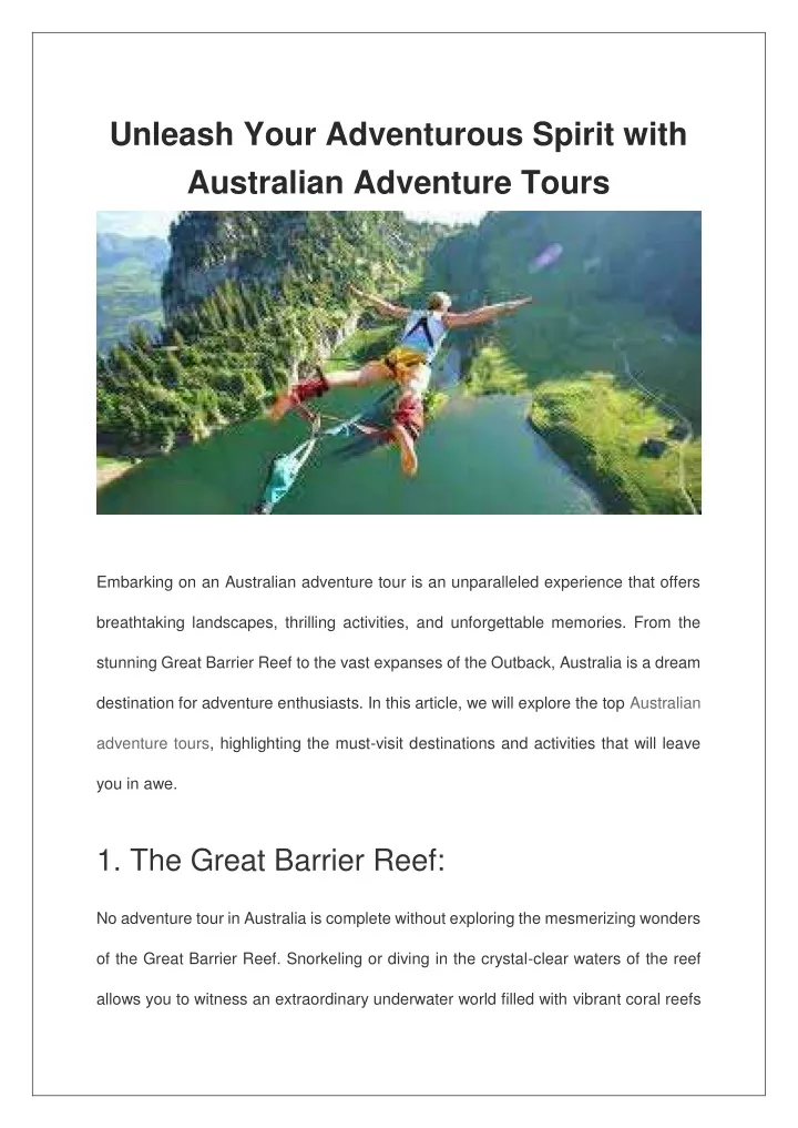unleash your adventurous spirit with australian