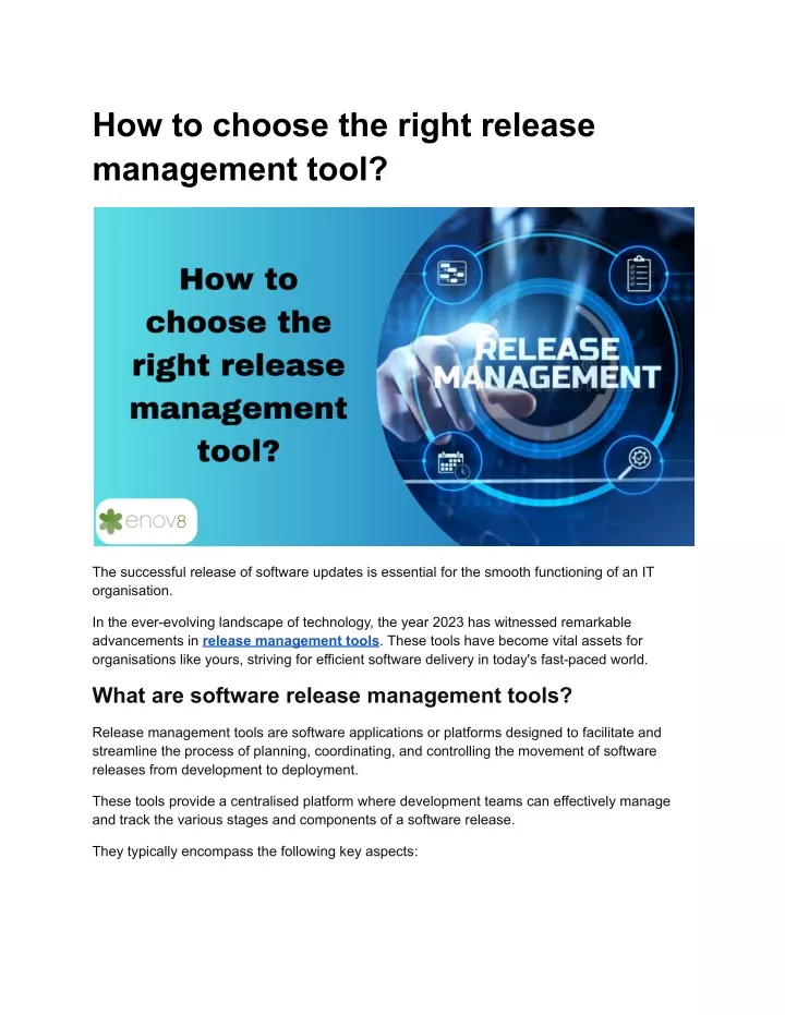 how to choose the right release management tool