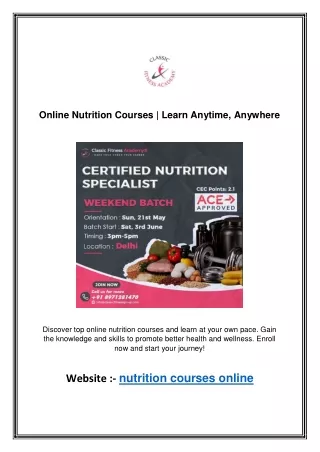 Online Nutrition Courses | Learn Anytime, Anywhere