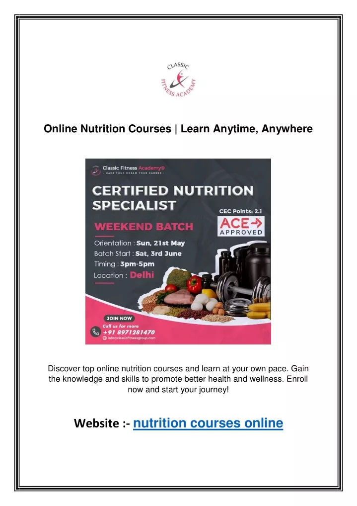 online nutrition courses learn anytime anywhere