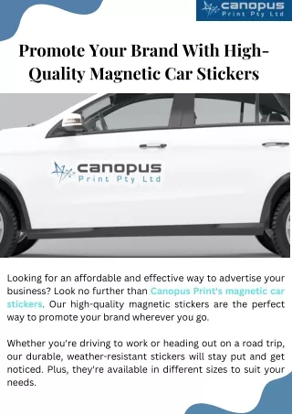 Promote Your Brand With High-Quality Magnetic Car Stickers