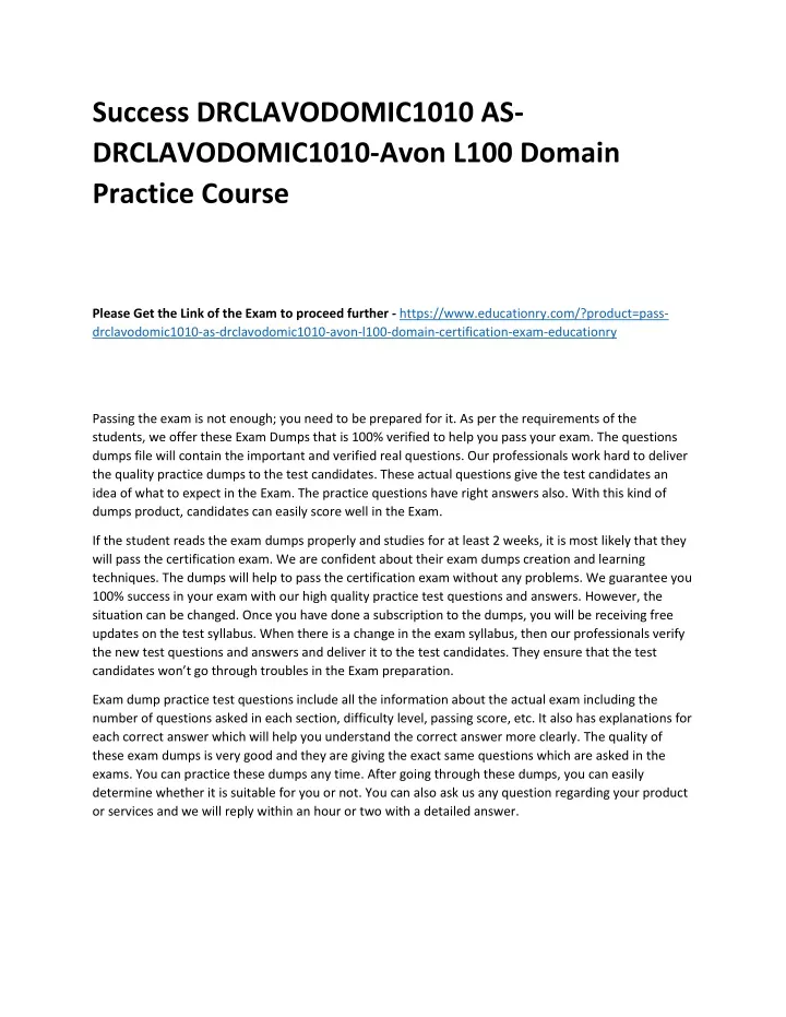 success drclavodomic1010 as drclavodomic1010 avon