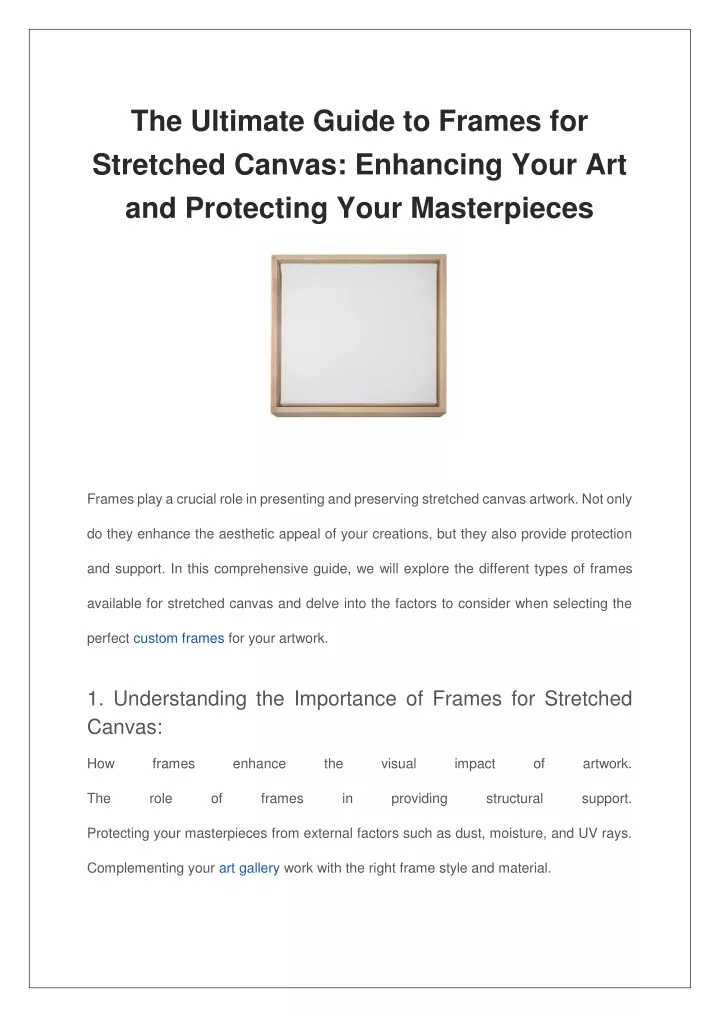 the ultimate guide to frames for stretched canvas