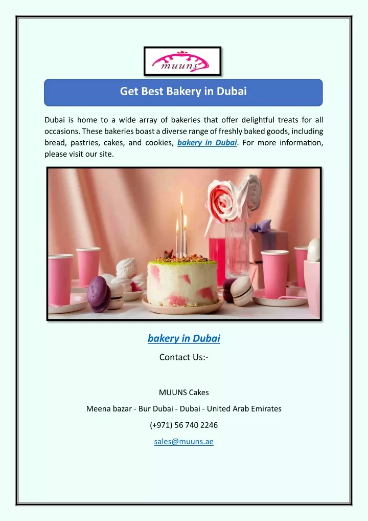 get best bakery in dubai