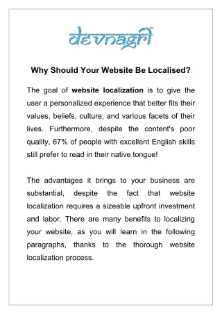 why should your website be localised
