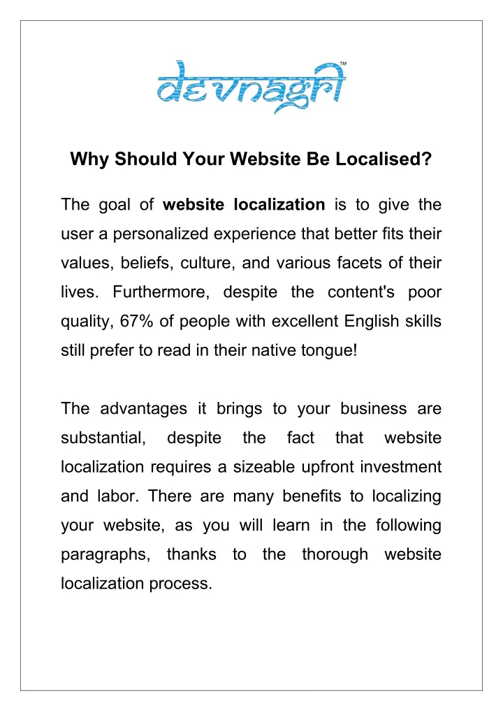 why should your website be localised