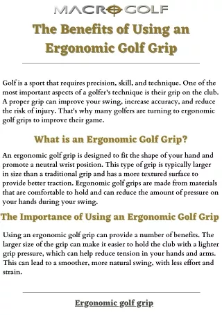 the benefits of using an ergonomic golf grip