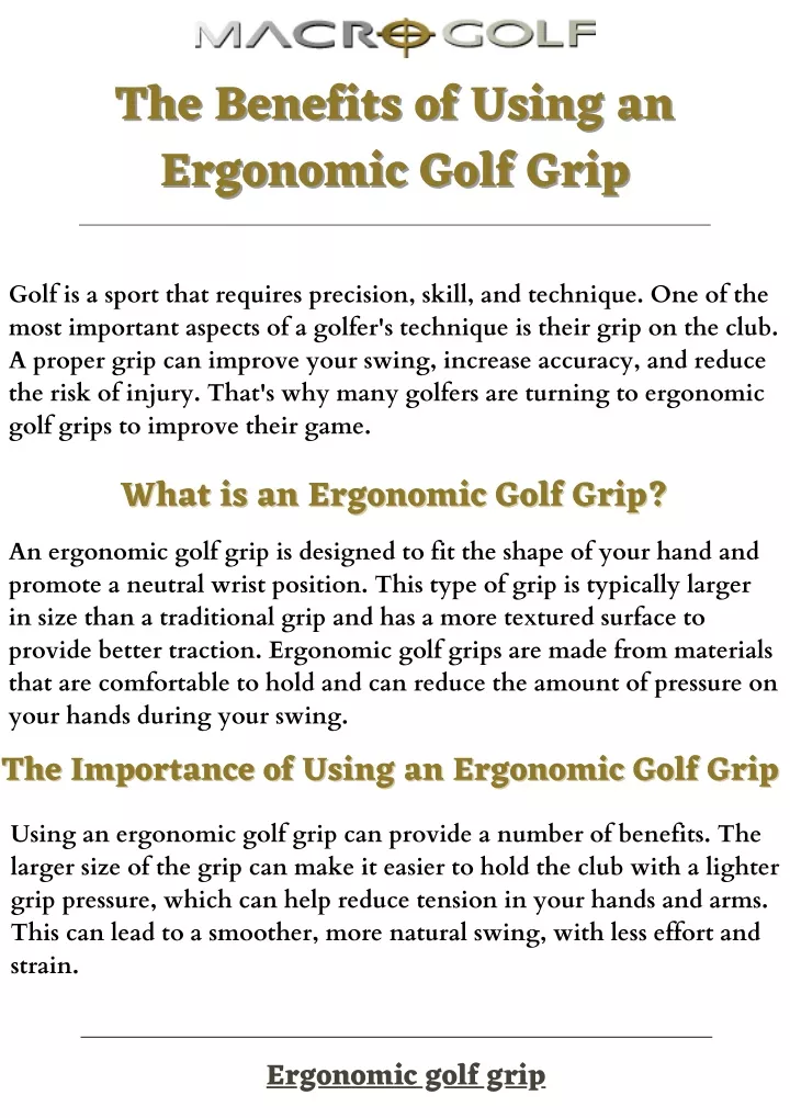 the benefits of using an ergonomic golf grip