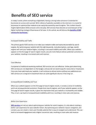 benefits of seo service