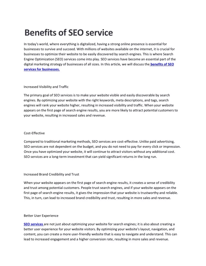 benefits of seo service