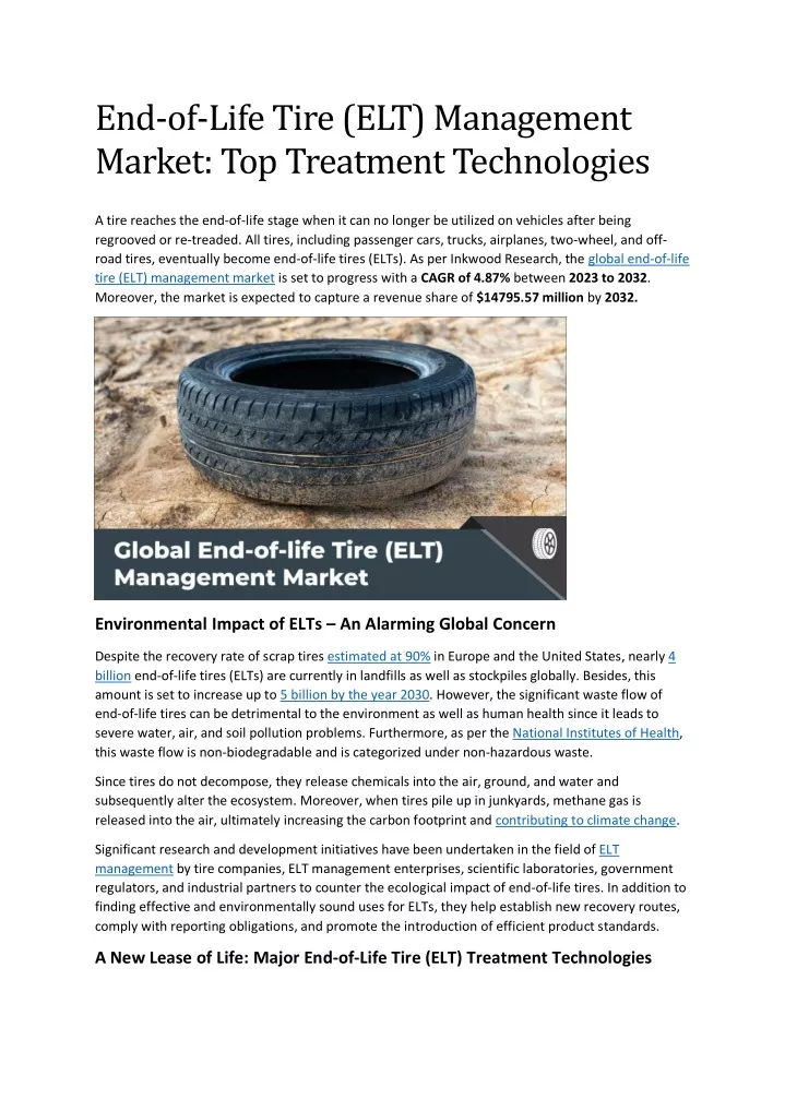 end of life tire elt management market