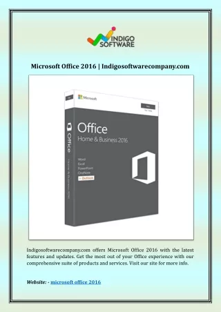 Microsoft Office 2016 | Indigosoftwarecompany.com