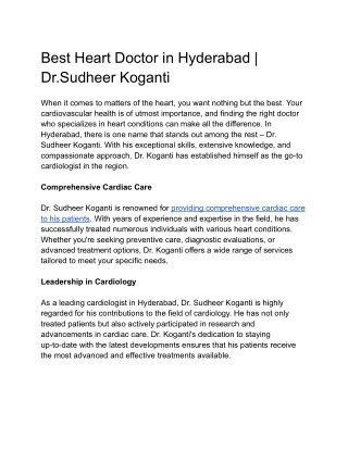 Best Heart Doctor in Hyderabad _ Dr