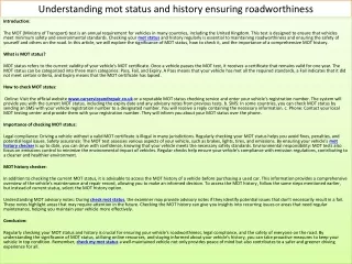 Understanding mot status and history ensuring roadworthiness