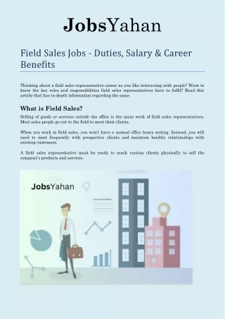 Field Sales Jobs - Duties, Salary & Career Benefits