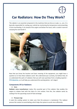 Car Radiators: How Do They Work?
