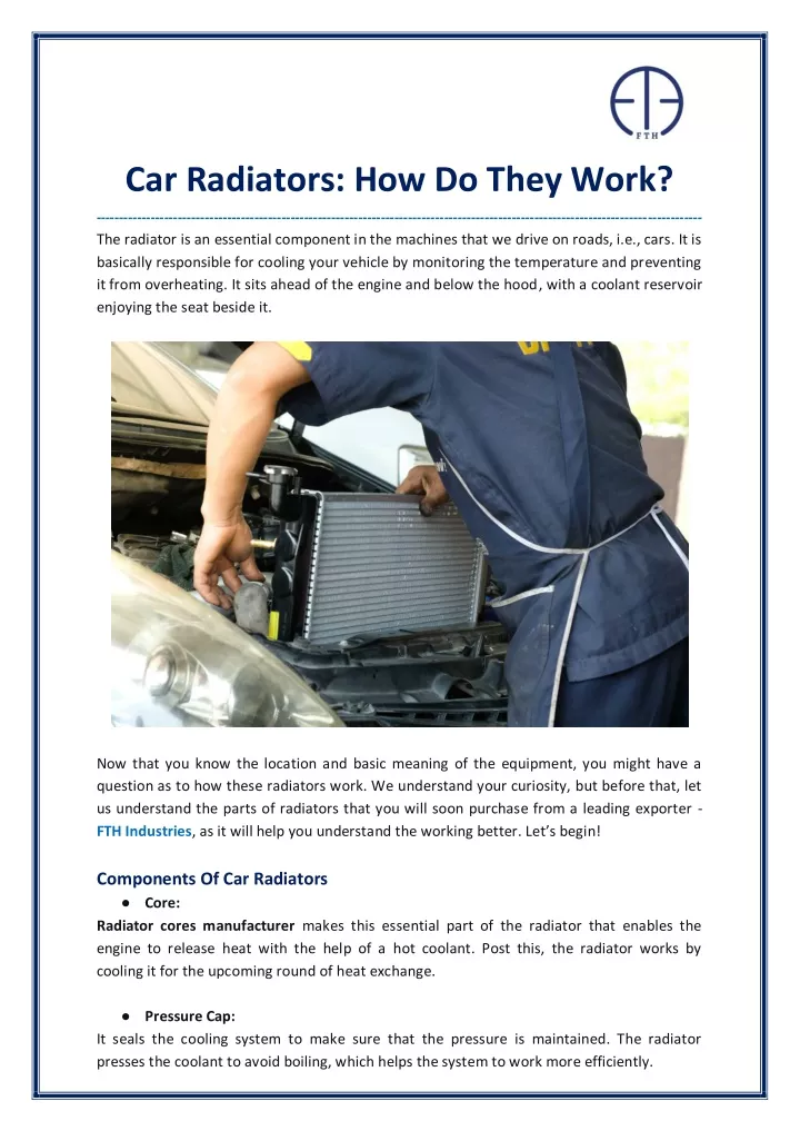 car radiators how do they work