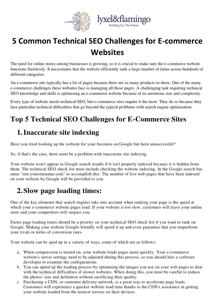 5 common technical seo challenges for e commerce