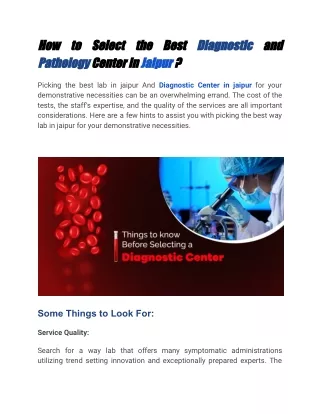 How to Choose the Best Path Lab and Diagnostic Centre in jaipur_