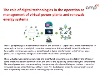 The role of digital technologies in the operation and management of virtual power plants and renewable energy systems