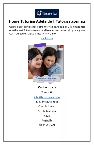 home tutoring adelaide tutorssa com au