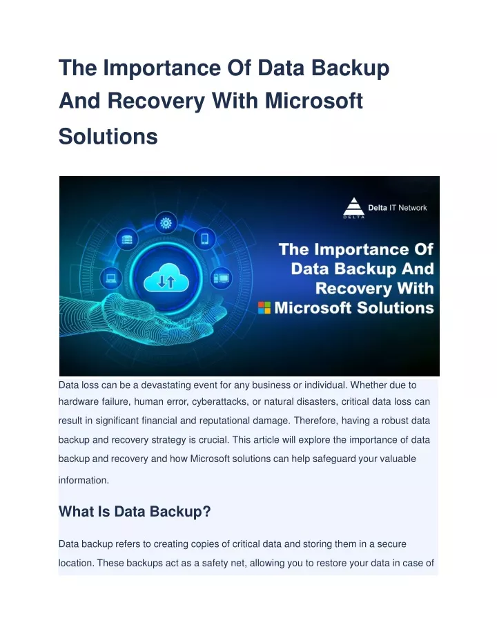 the importance of data backup and recovery with microsoft