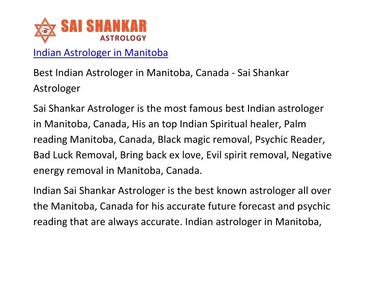 indian astrologer in manitoba