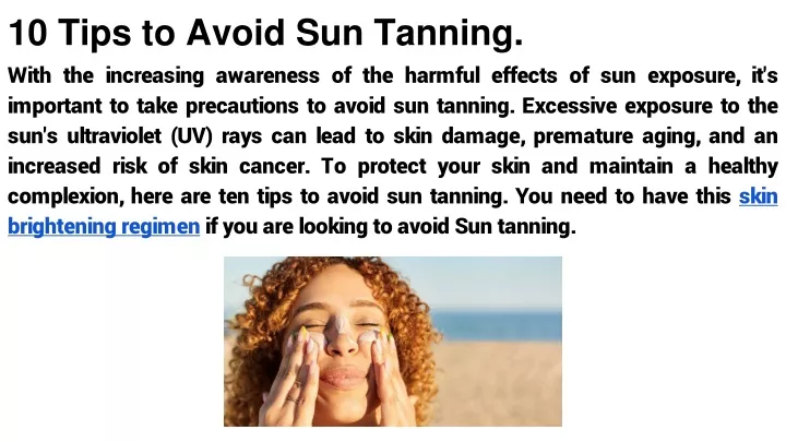 10 tips to avoid sun tanning