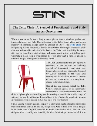 The Tolix Chair A Symbol of Functionality and Style Across Generations