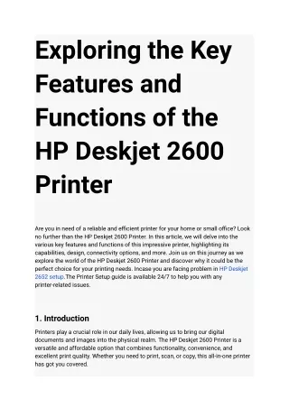 Exploring the Key Features and Functions of the HP Deskjet 2600 Printer (1)